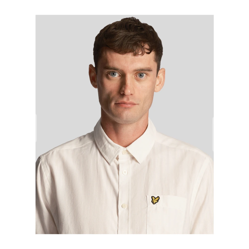 Lyle & Scott Gestreept Kortemouw Overhemd Beige Heren