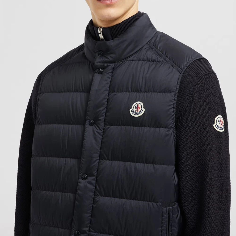 Moncler Navy Donzen Vest met Rits Blue Heren