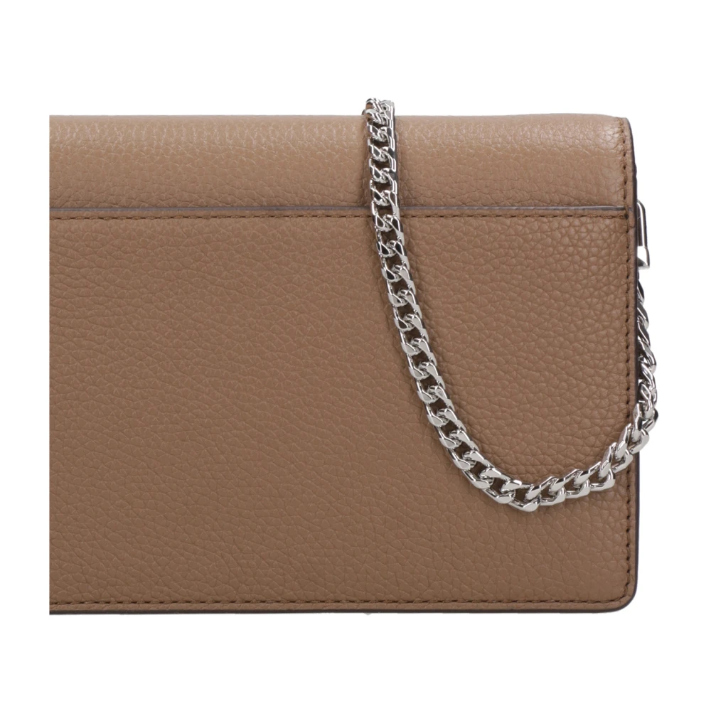 Michael Kors Schoudertas van Gelaagd Leder met Metalen Logo Brown Dames