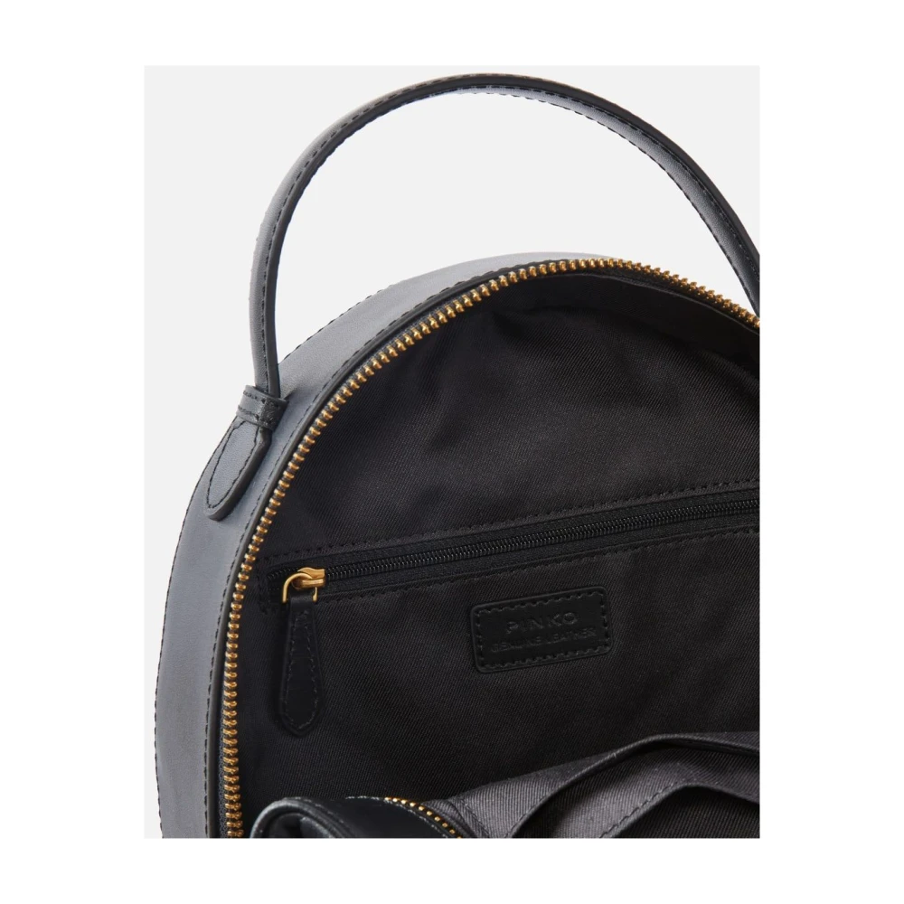 pinko Gewatteerde Chevron Leren Rugzak met Love Birds Gesp Black Dames