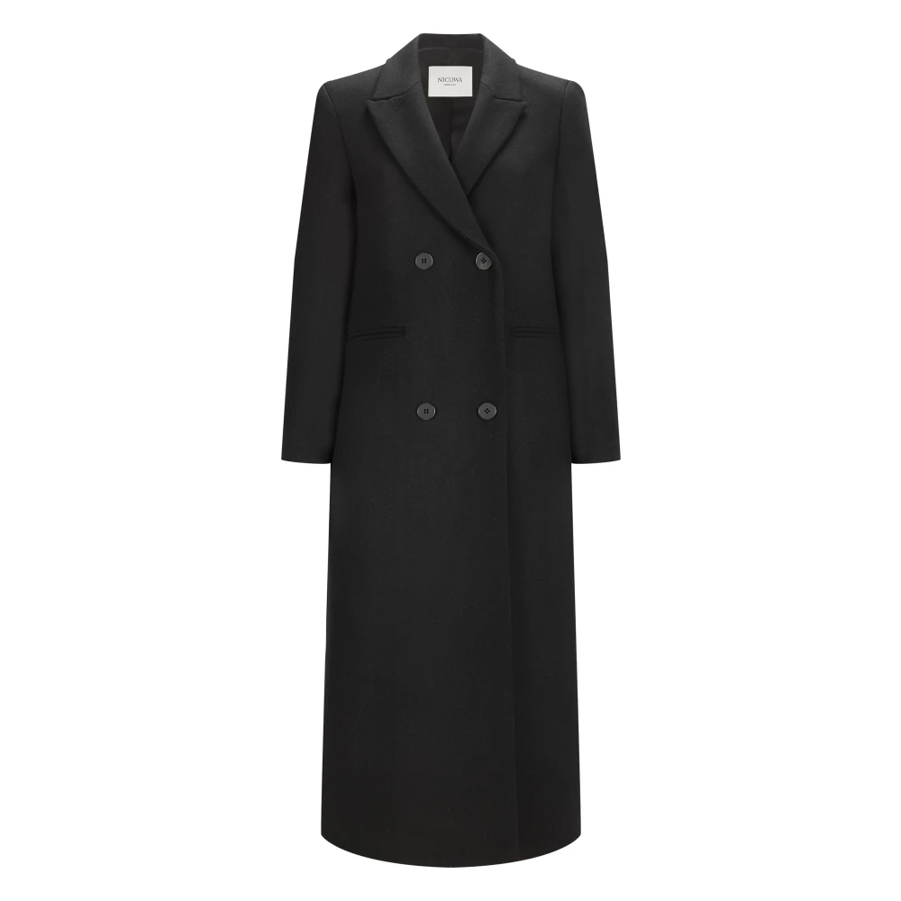 Nicowa Dubbelbreasted wollen jas Drimilo Black Dames