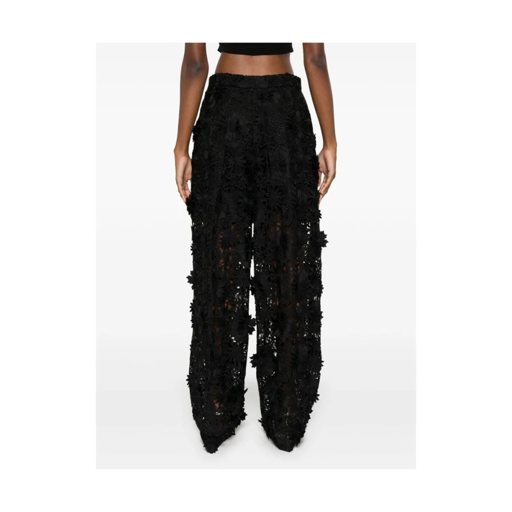 Giuseppe Di Morabito Zwarte Bloemenkant Rechte Pijp Broek Black Dames