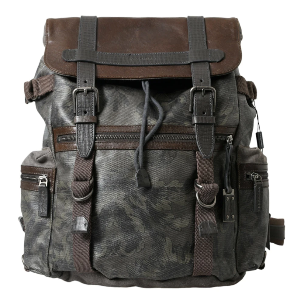 Dolce & Gabbana Canvas en Leren Rugzak Green Unisex