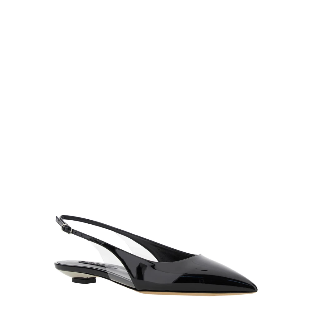 Casadei Zwarte Slingback Balletschoenen Patentleer Black Dames