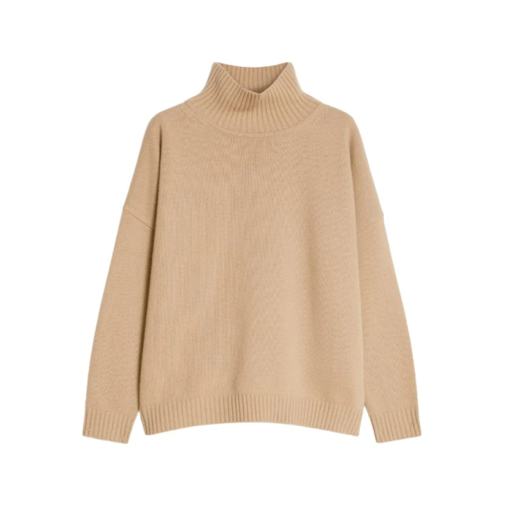 Max Mara Weekend Kameel Wollen Trui Hoge Hals Brown Dames