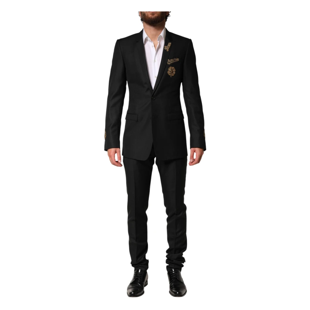 Dolce & Gabbana Men's Black Embellished Single Breasted 2 Pc Suit