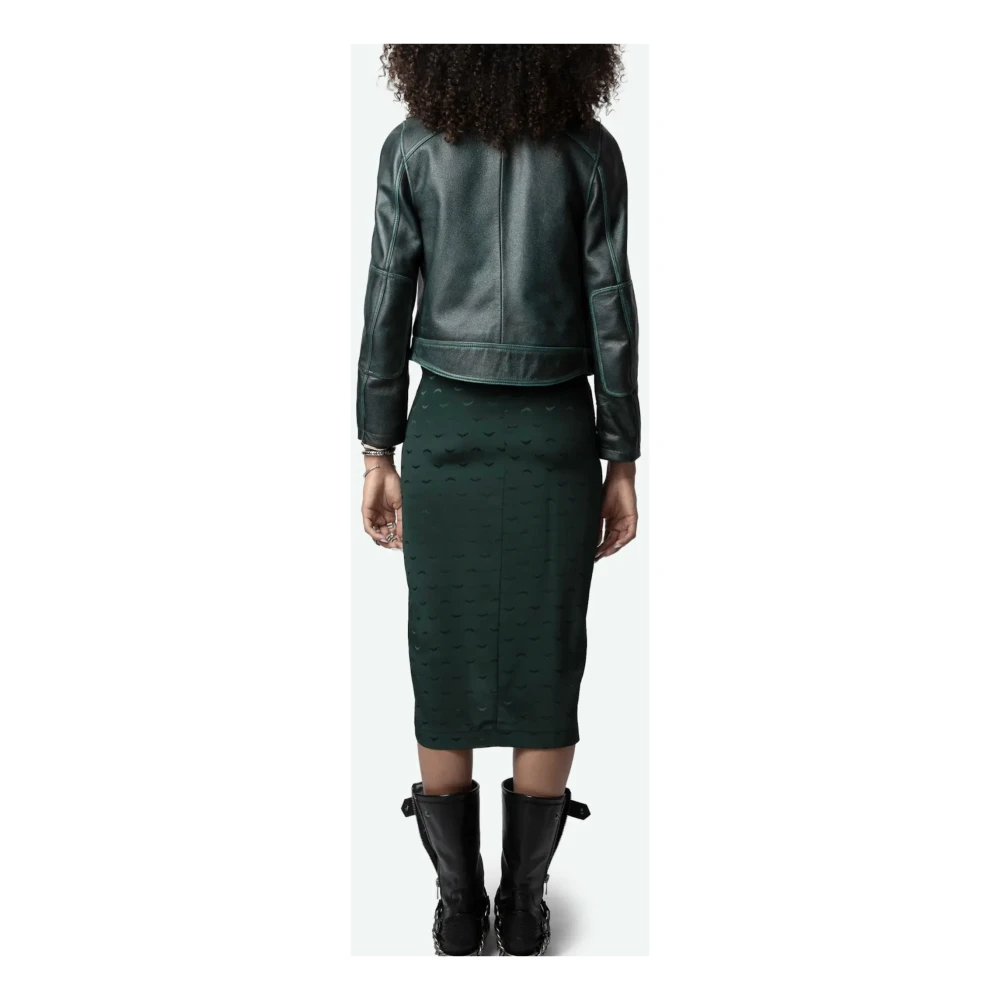 Zadig & Voltaire Zijden Jacquard Wings Lange Rok Green Dames