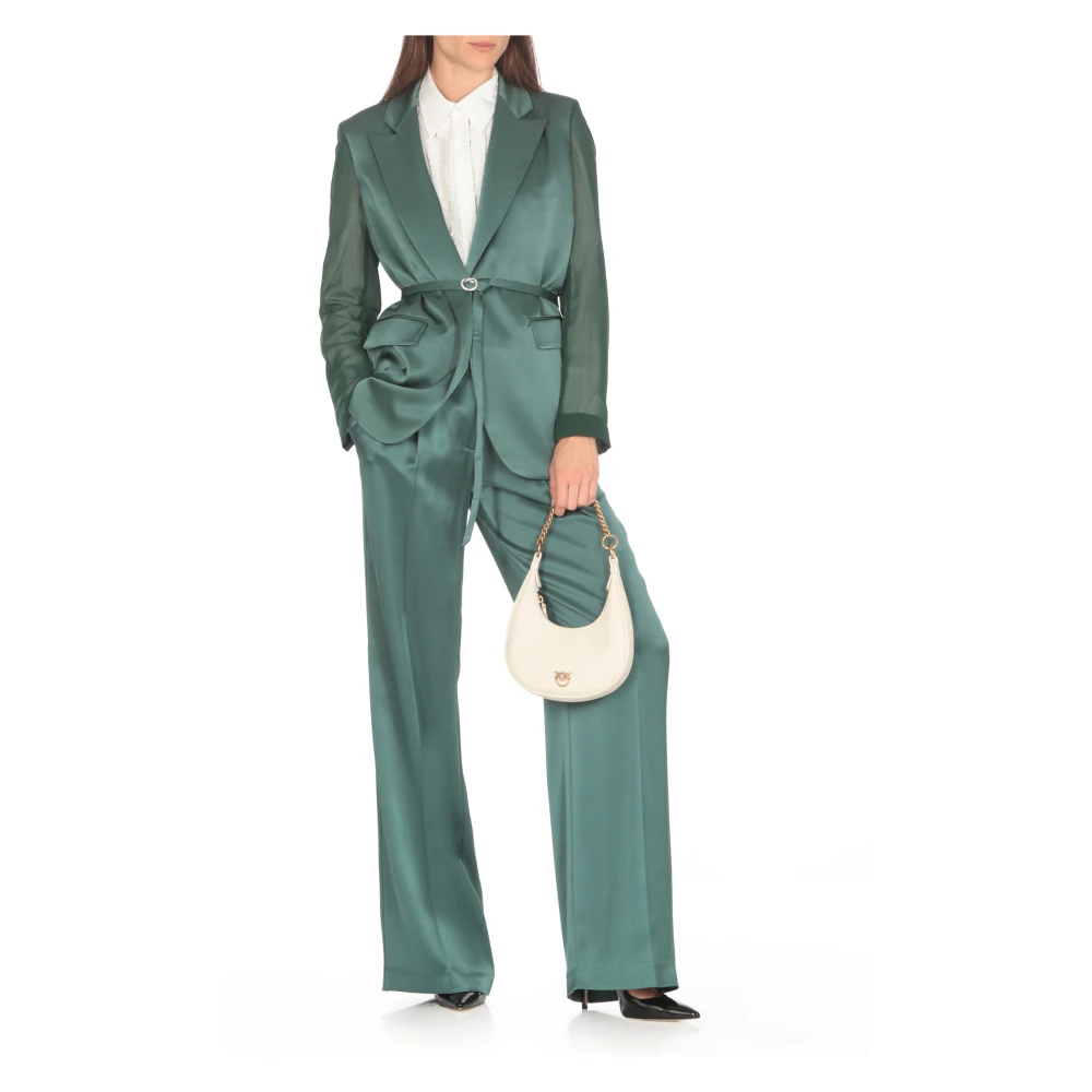 pinko Gestreepte Viscose Shirt met Kraag White Dames