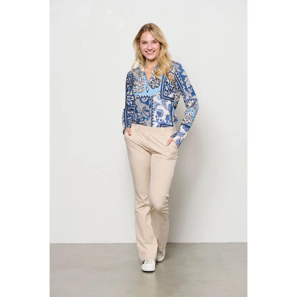 &Co Woman Overhemd met lange mouwen effen kleur Blue Dames