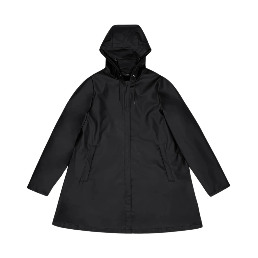 Rains Women's Black Rain Jackets,, A-Line Waterproof Jacket Extra Small