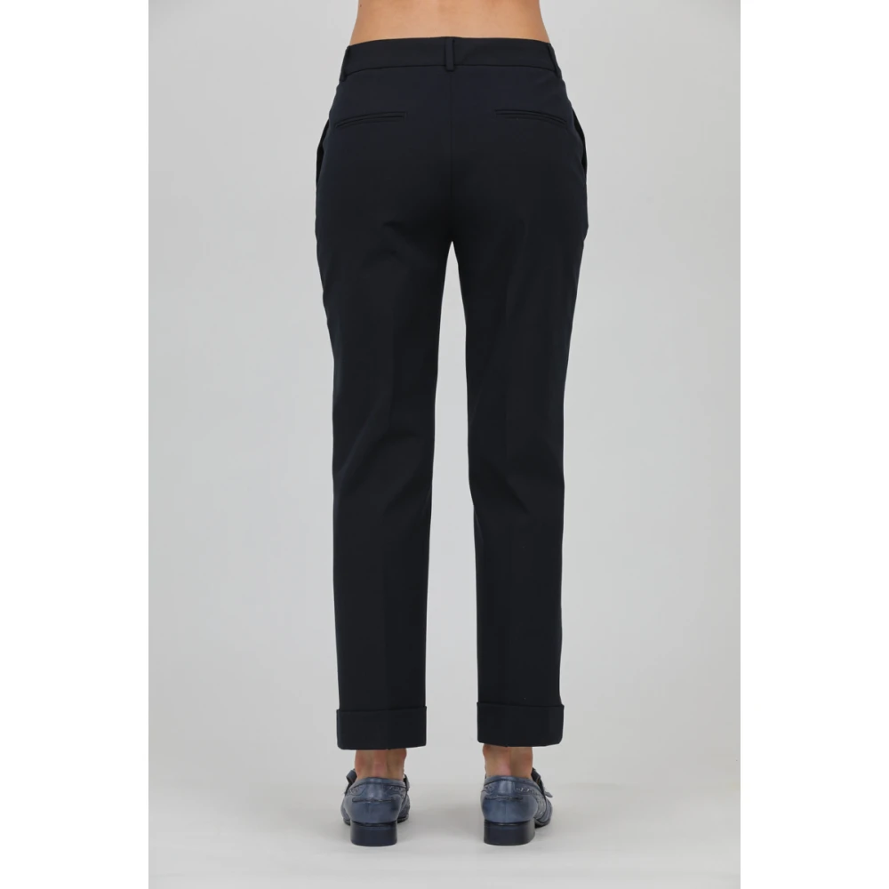 Via Masini 80 Wijde broek met omslag Black Dames