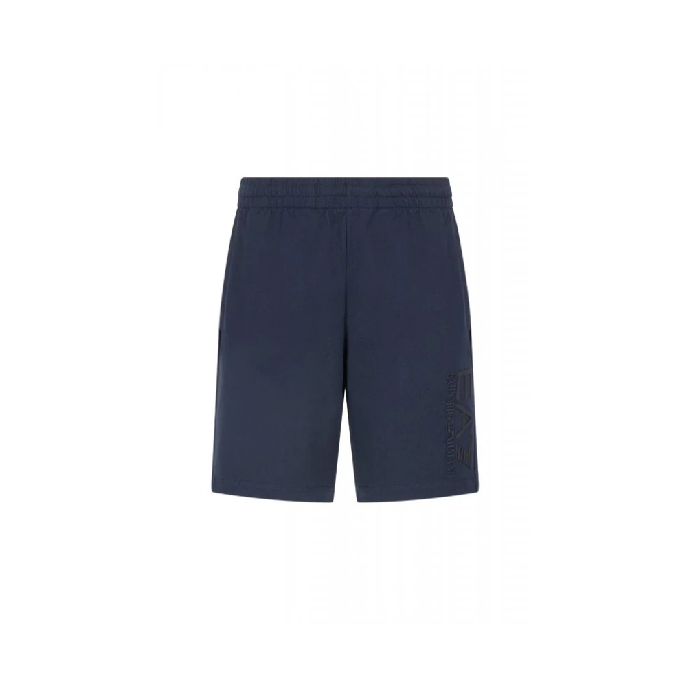 Emporio Armani Ea7 Mannelijk Blauw Visibility Katoenen Bermuda Shorts
