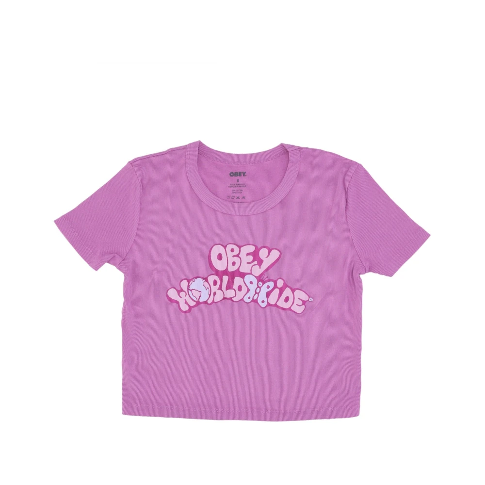 Obey Vlinder Cropped T-shirt Purple Dames