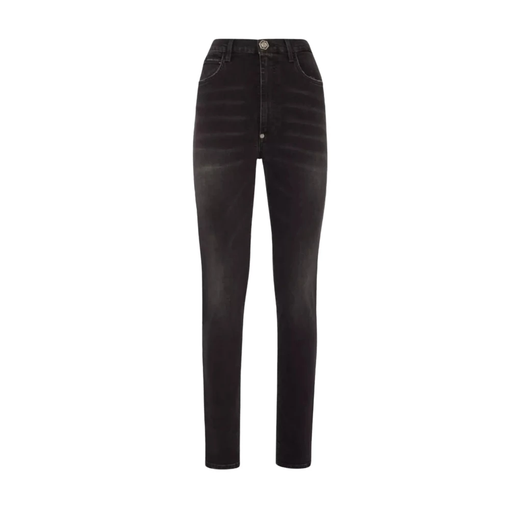 Philipp Plein Hoge taille zwarte jegging jeans Black Dames