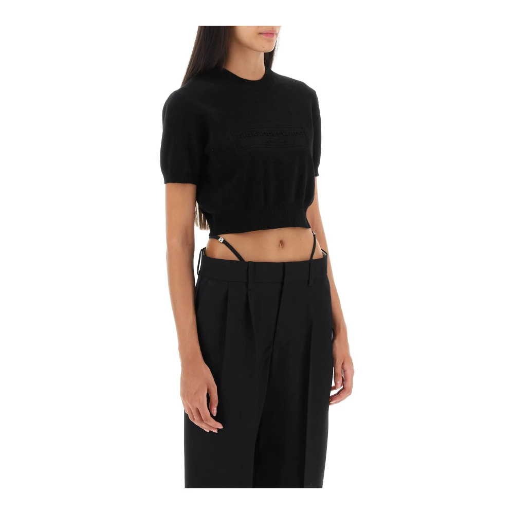alexander wang Geborduurde Logo Cropped Top Black Dames