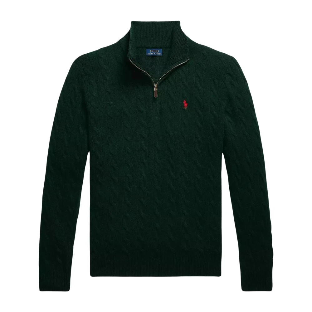 Ralph Lauren Wollen trui met rits en logo Green Heren
