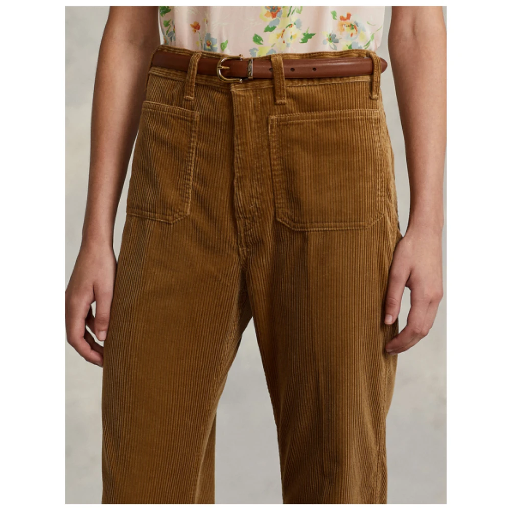 Polo Ralph Lauren Ribfluwelen Flare Broek Jenn New Ghurka Brown Dames