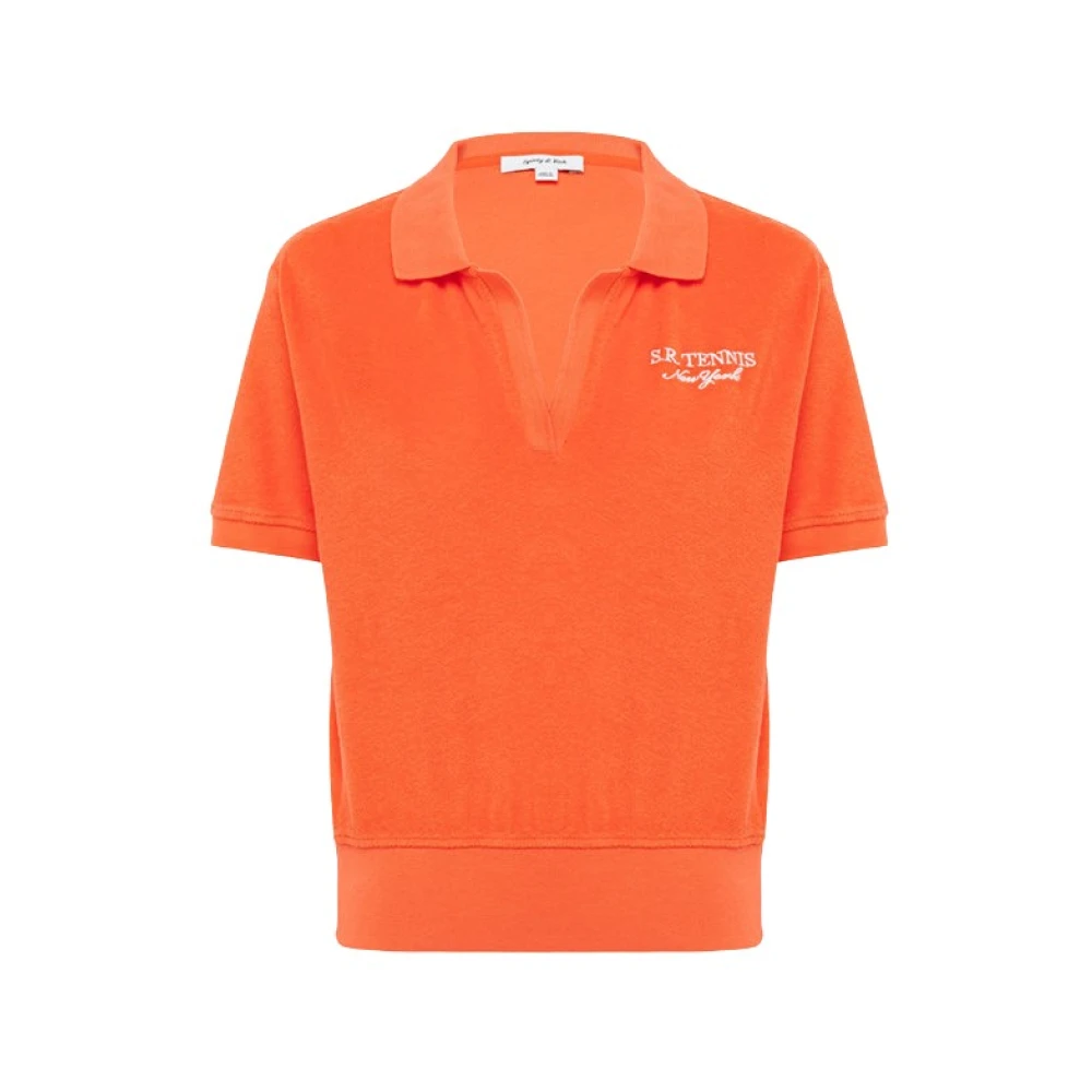 Sporty & Rich Polo shirt van effen katoenen badstof Orange Dames