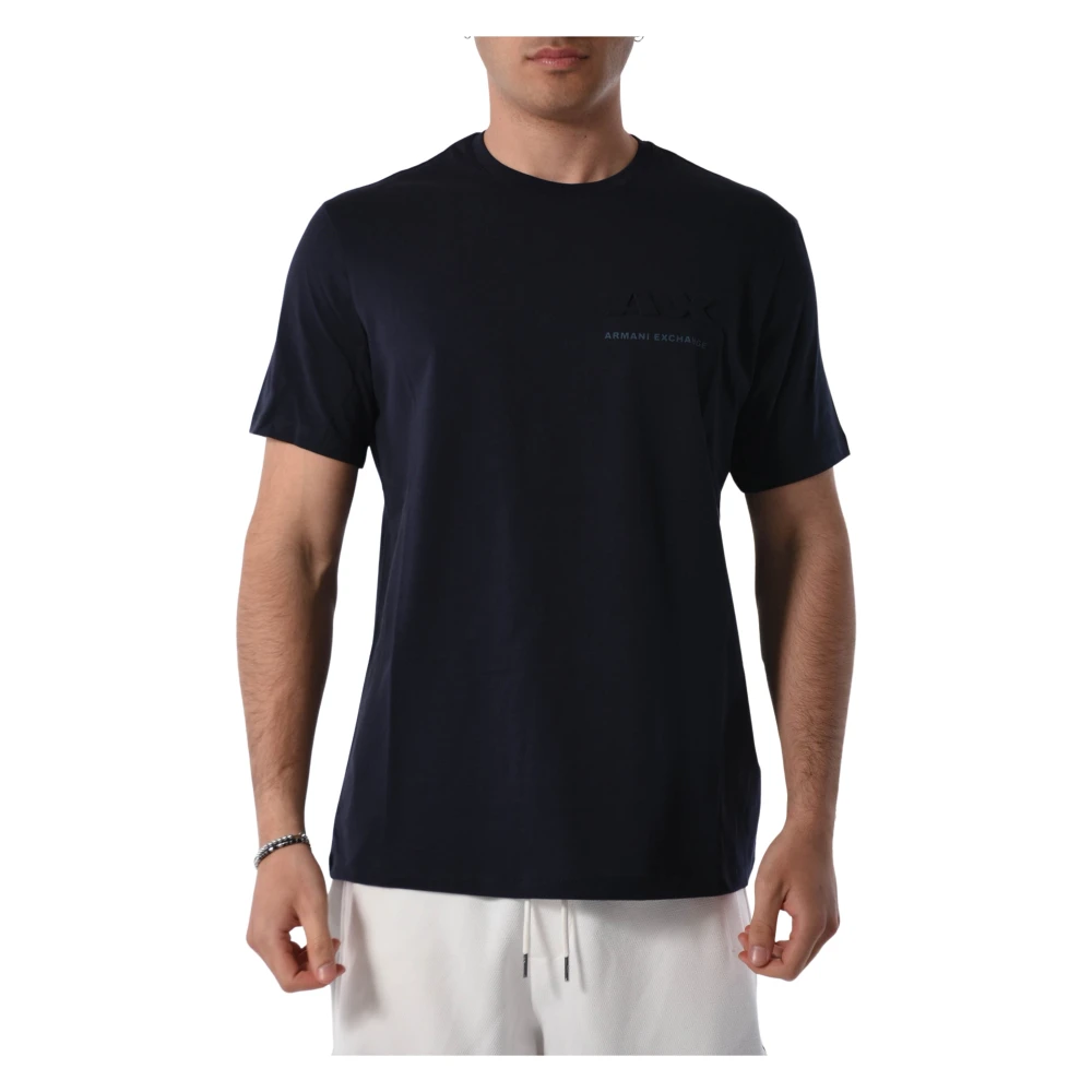 Armani Exchange Katoenen T-shirt met borstlogo Blue Heren