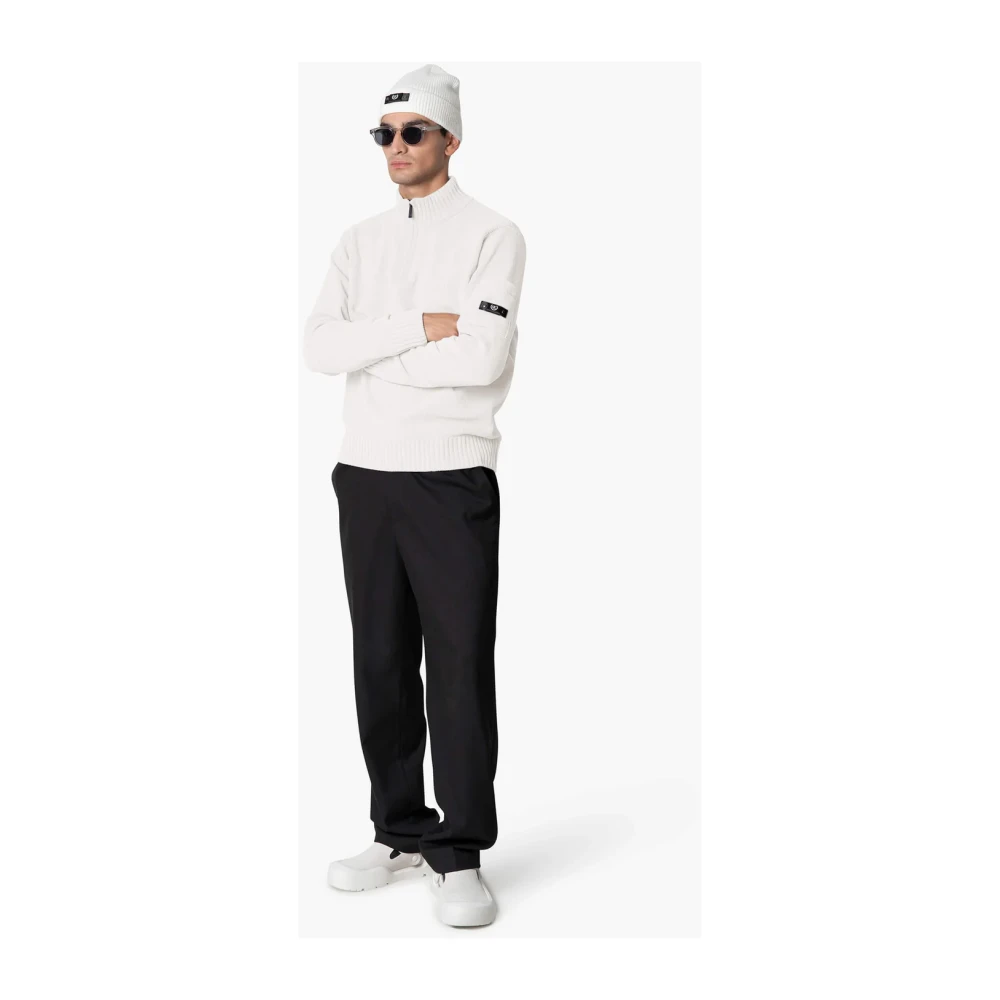 Quotrell Vit Stickad Halfzip Tröja Herr White, Herr