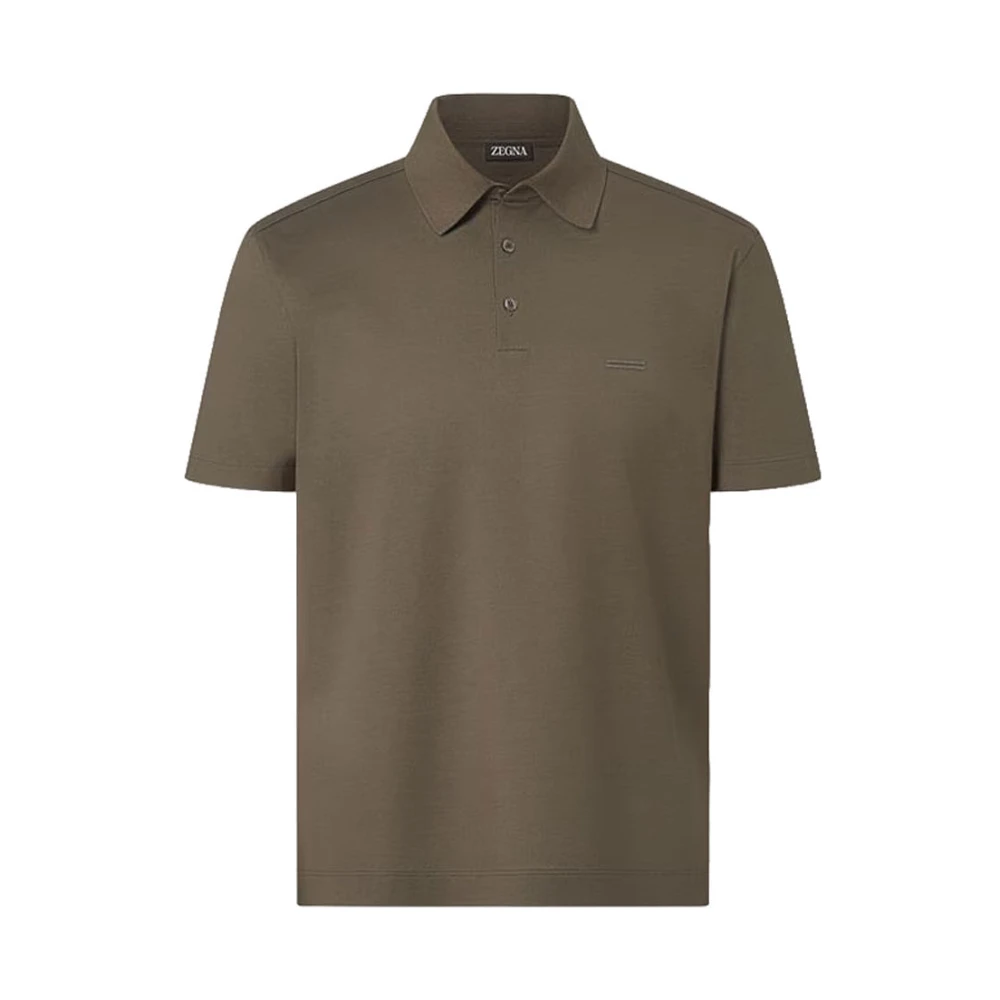 Zegna Men's Green Short Sleeve Polo - Polo Shirts - 2XL - Tops