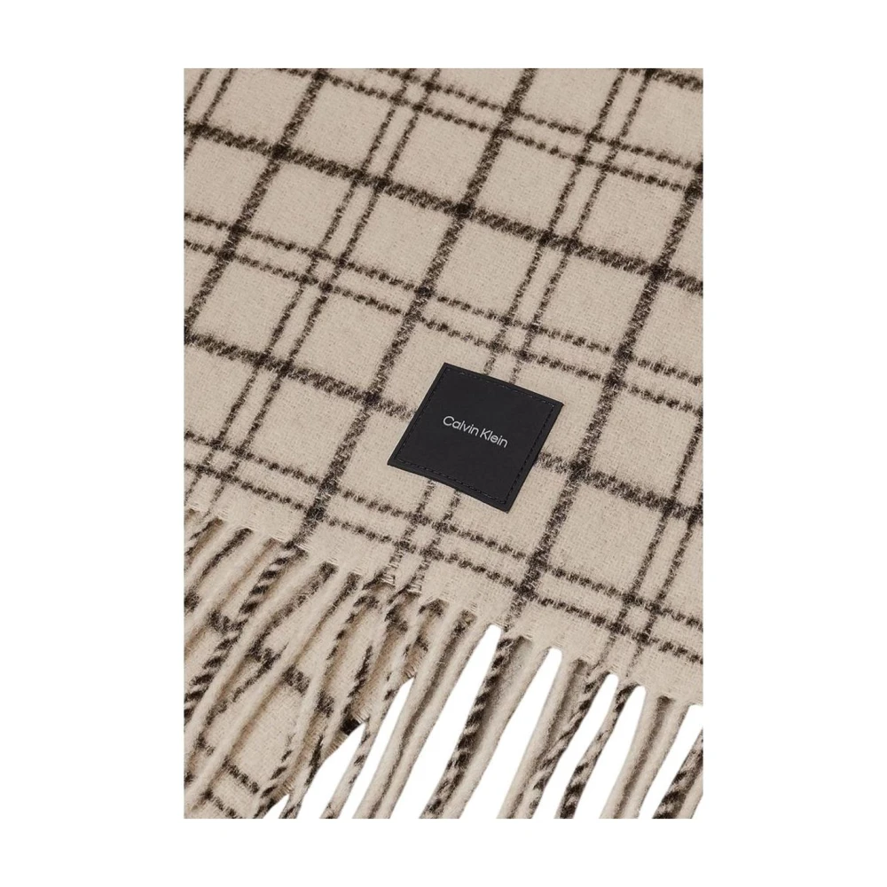 Calvin Klein Beige Wollen Sjaal voor Mannen Beige Heren