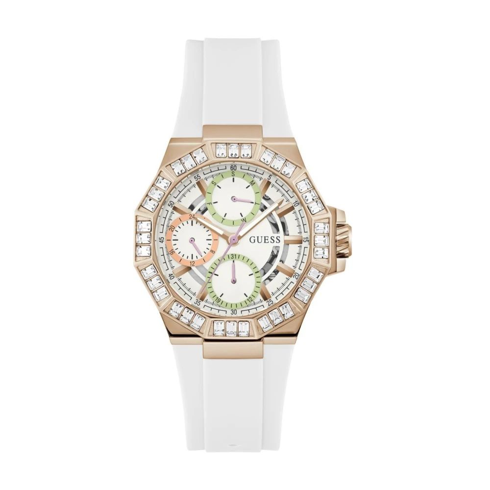 Guess Damklocka Selene Multifunktion vit, roséguld 39 mm White, Dam