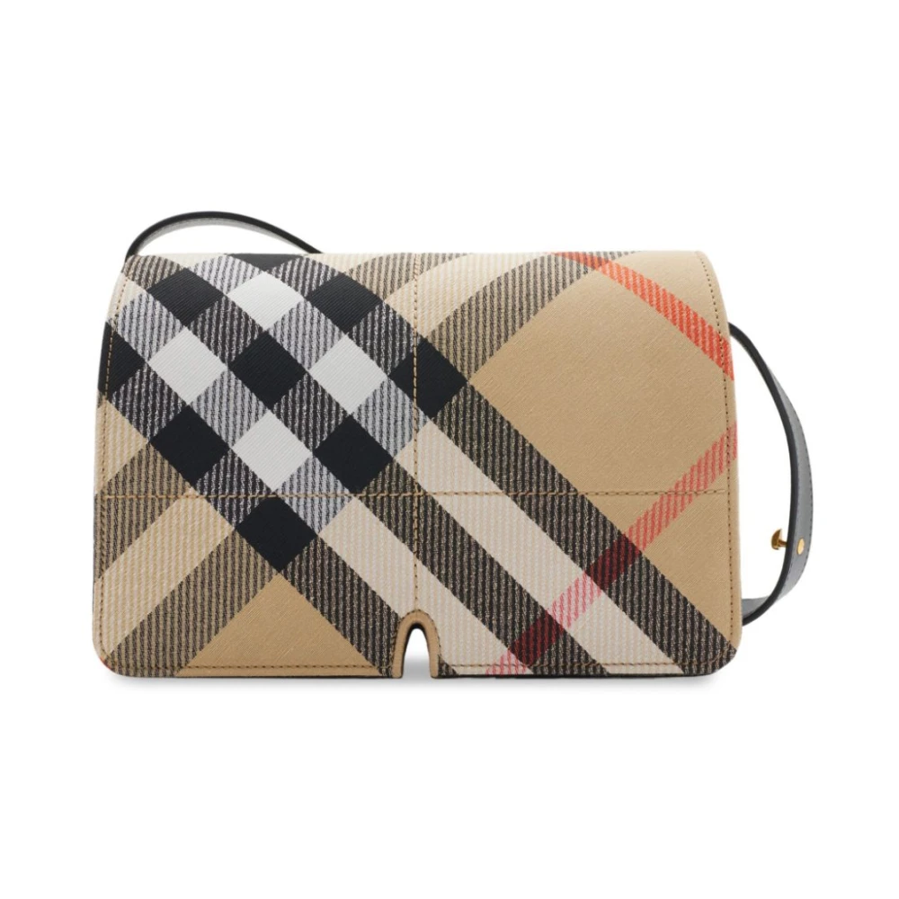 Burberry Geruite Patroon Schoudertas Beige Dames