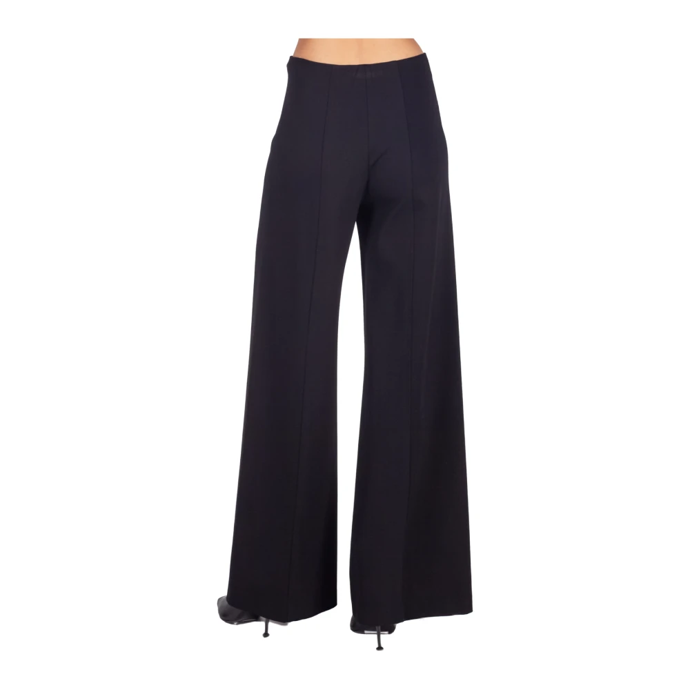 Liviana Conti Zwarte Wijde Stretchbroek met Middenzoom Black Dames