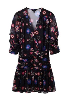 print-v-neck-dress-with-3-4-sleeves