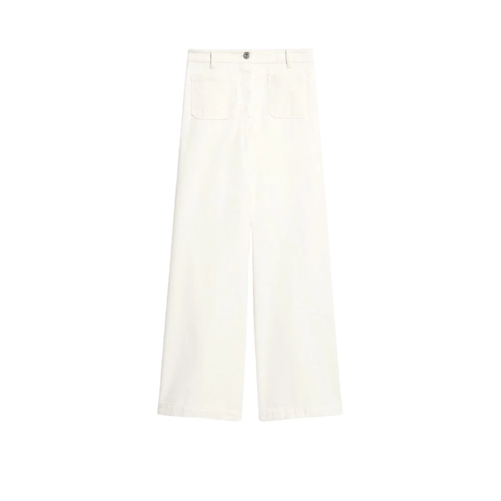Max Mara Weekend Wijde Pijp Katoenen Stier Broek Beige Dames