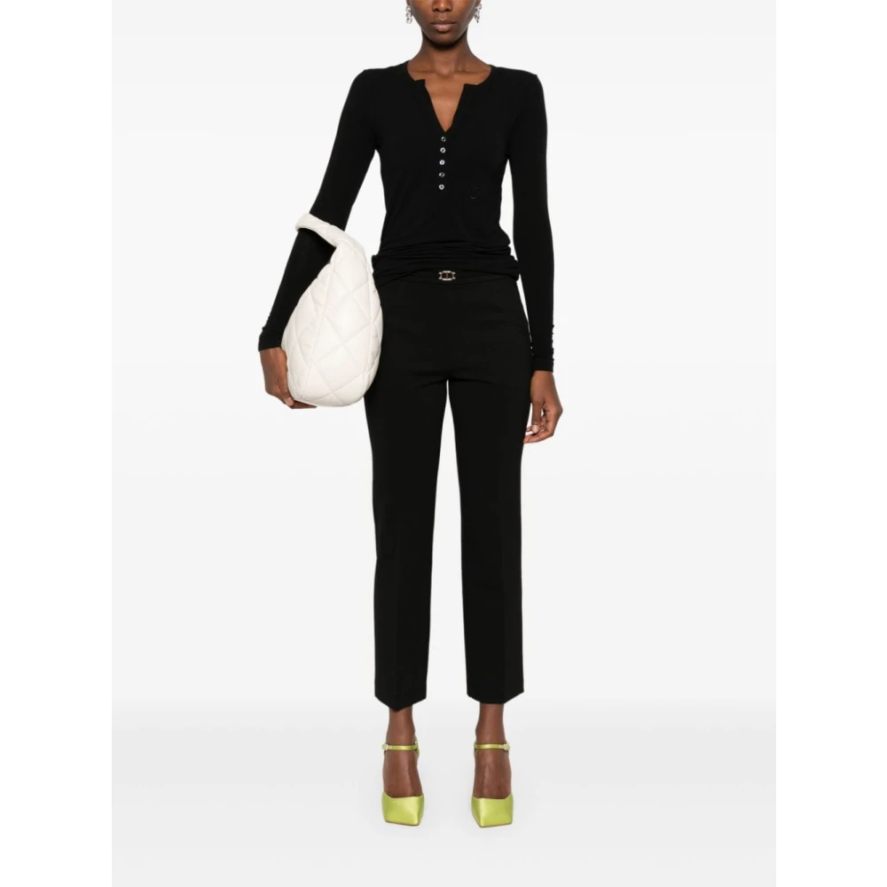 pinko Zwarte V-hals Sweater Love Birds Geborduurd Black Dames