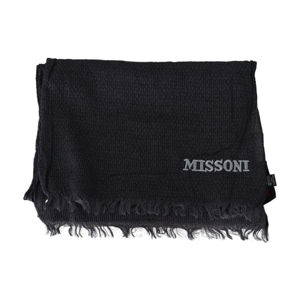 Missoni Black Wool Knit Unisex Neck Wrap Scarf - Image 2