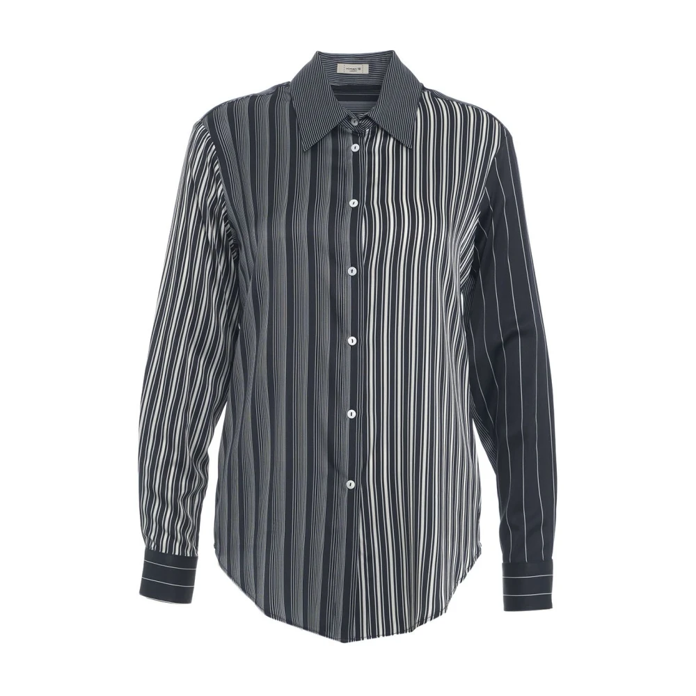 Himon's Gestreepte Blouse met Ronde Zoom Blue Dames