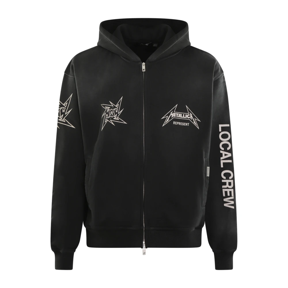 Represent Metallic Zip-through Sweatshirt Black Heren