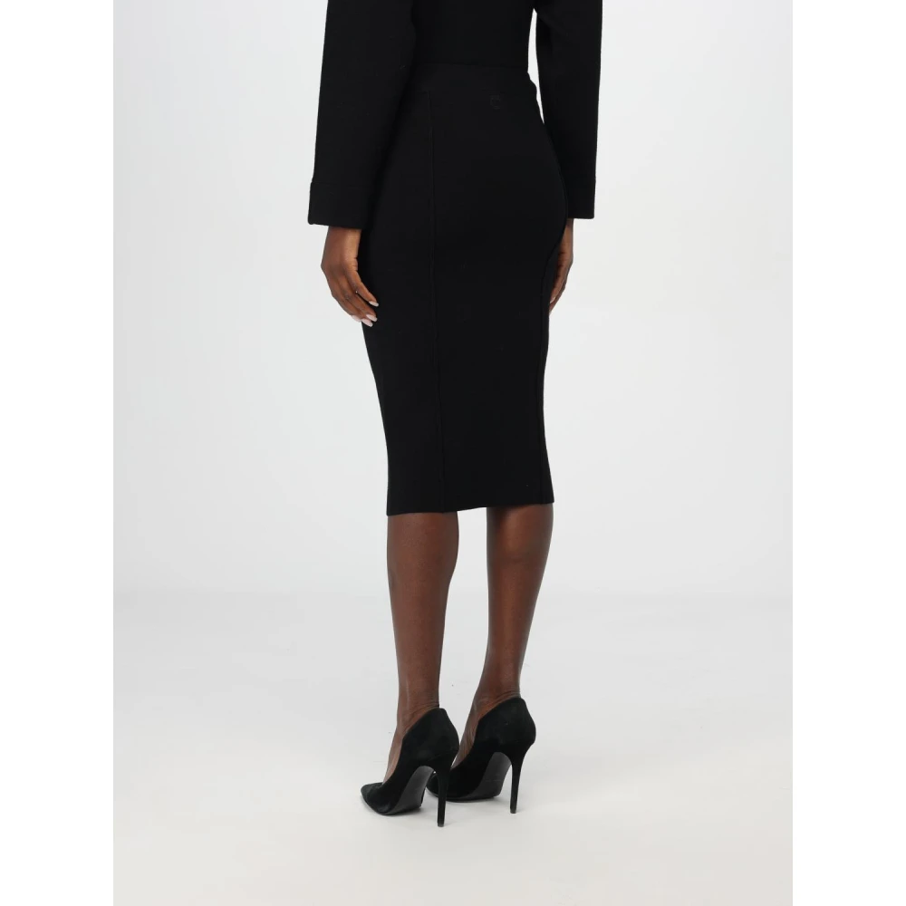 pinko Geribbelde Wollen Rok Black Dames
