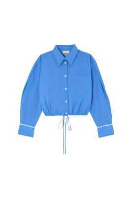 Stretch Cotton Cropped Bowling Shirt