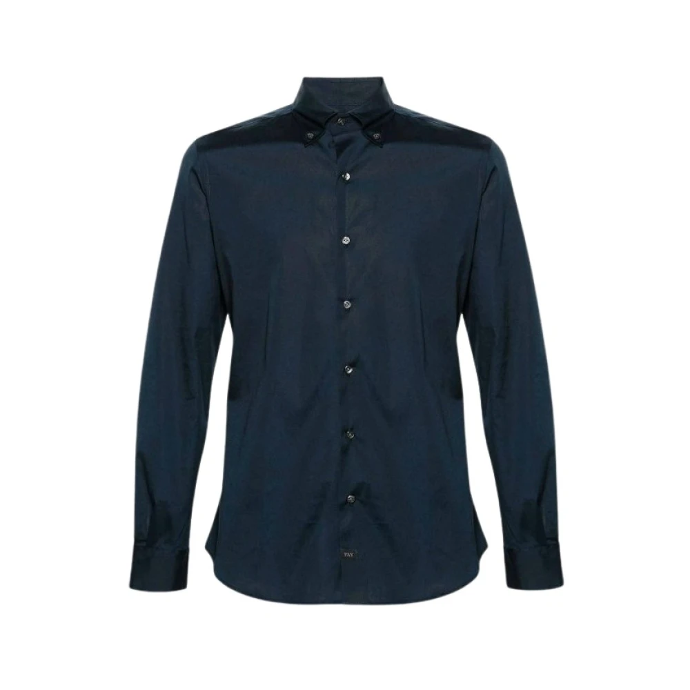 Fay Men's Blue Button Down Stretch Shirt - Casual Shirts - 2XL - Shirts