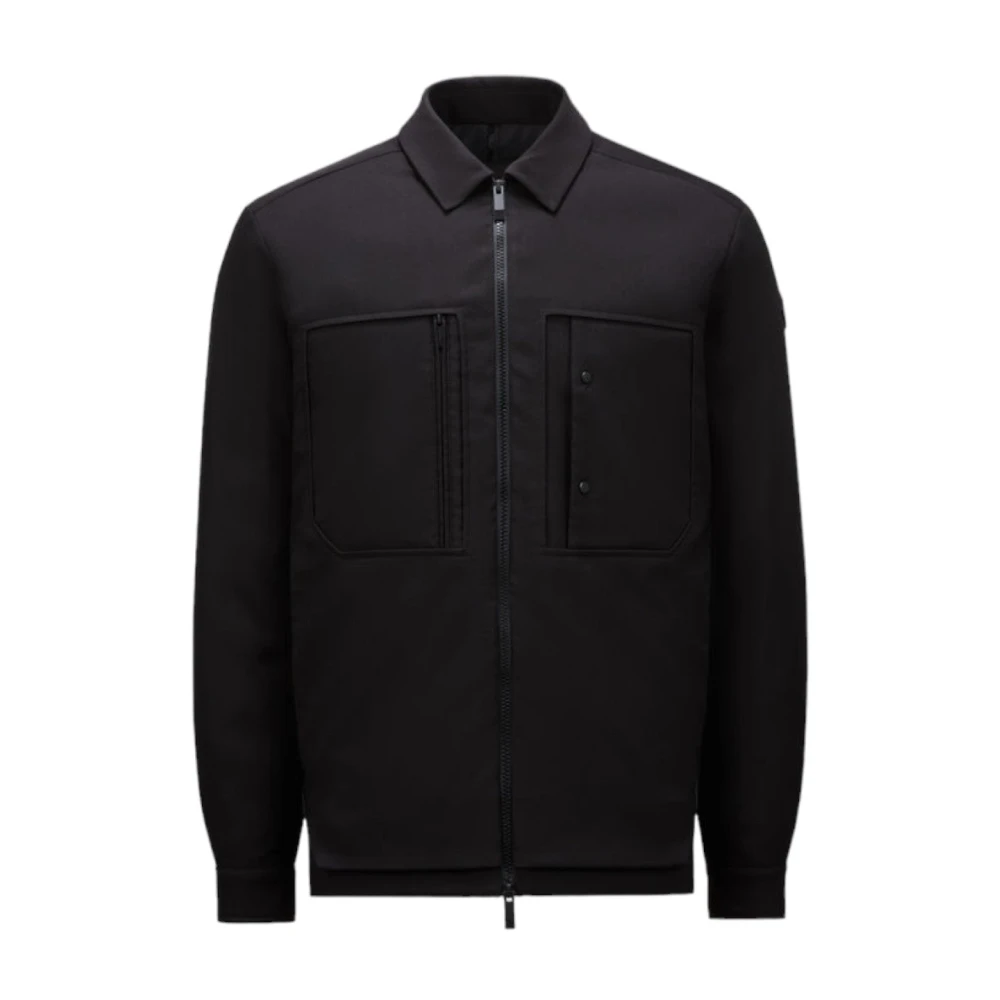 Moncler Zwarte Donzen Shacket Lichtgewicht Jas Black Heren