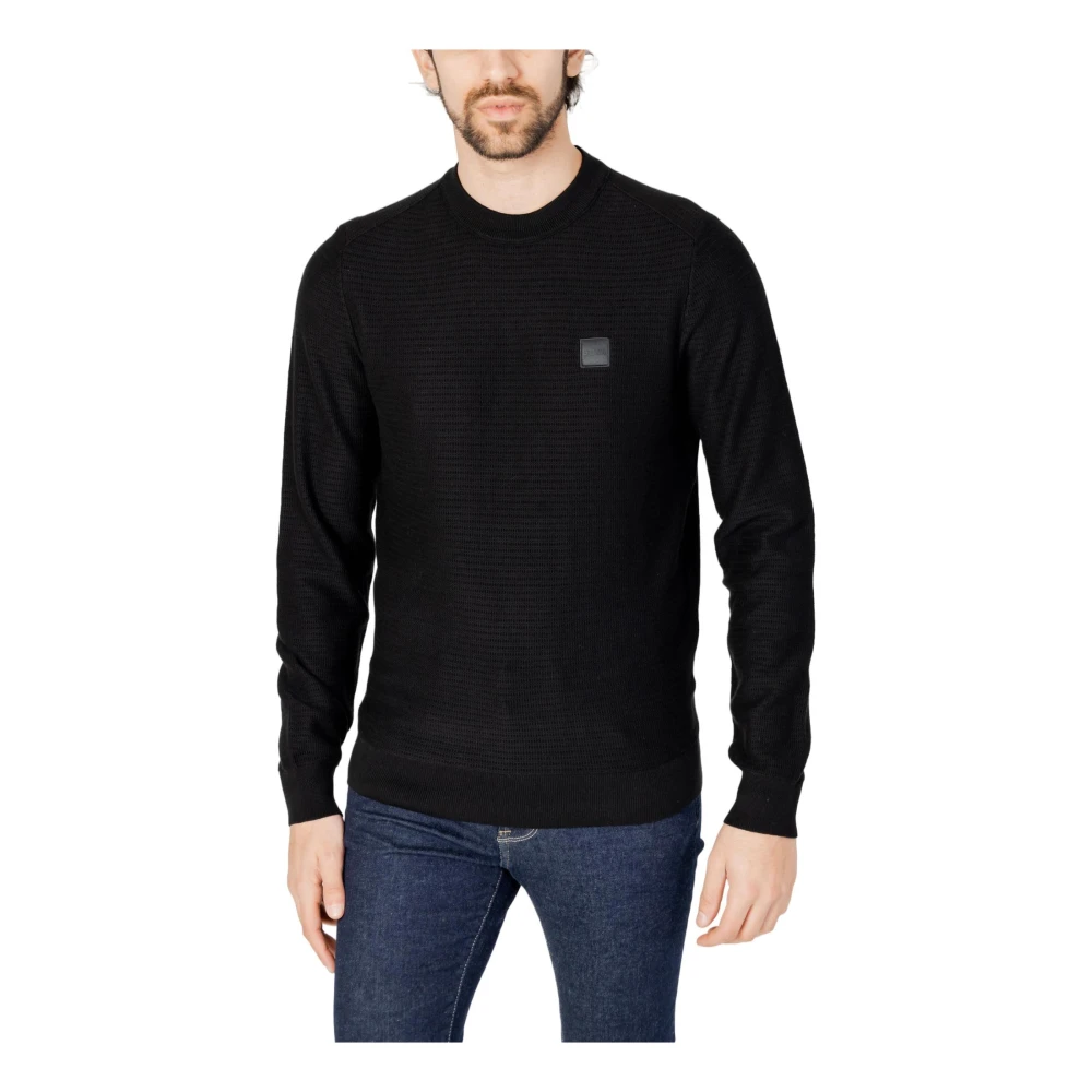 Boss Zwarte Gebreide Trui Lente Zomer Collectie Black Heren