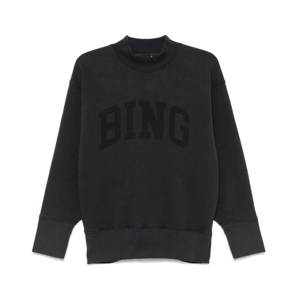 Anine Bing Women's Black Jersey Sweatshirt With Logo Print - Sweatshirts - Xs - Sweatshirts & Hoodies