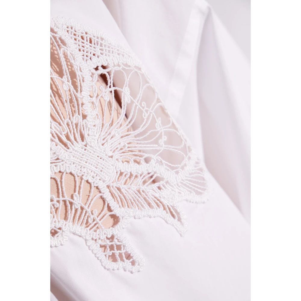 Stella Mccartney Katoenen shirt met bloemenmotief White Dames