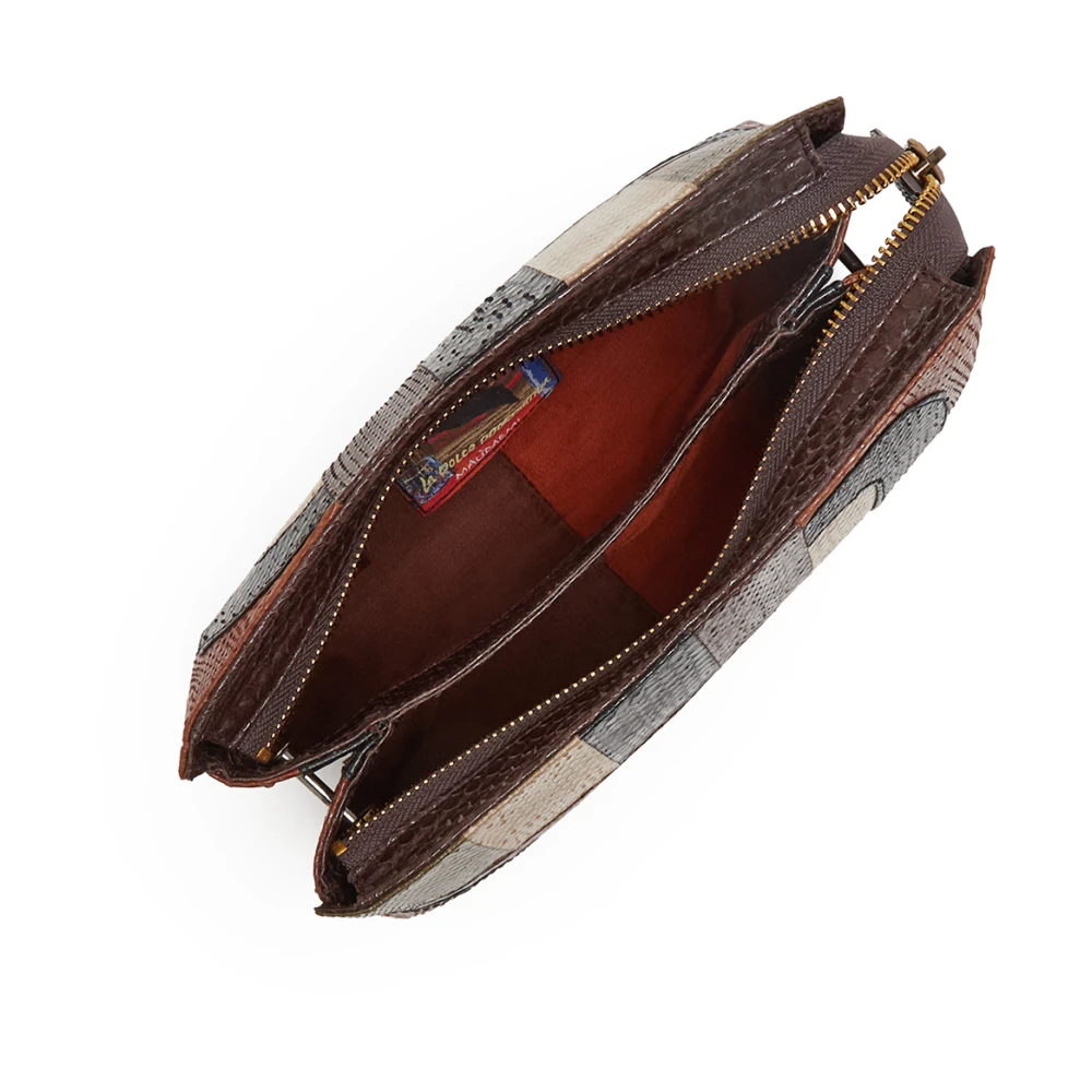 Maliparmi Kleine Exotische Intarsia Crossbody TAS Brown Dames