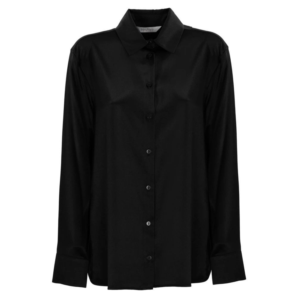 Max Mara Zwarte zijden overhemd lange mouw Black Dames
