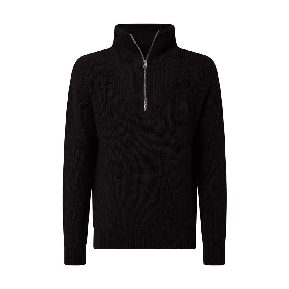 BALDESSARINI Urban Ribgebreide Trui met Troyer Kraag Black Heren