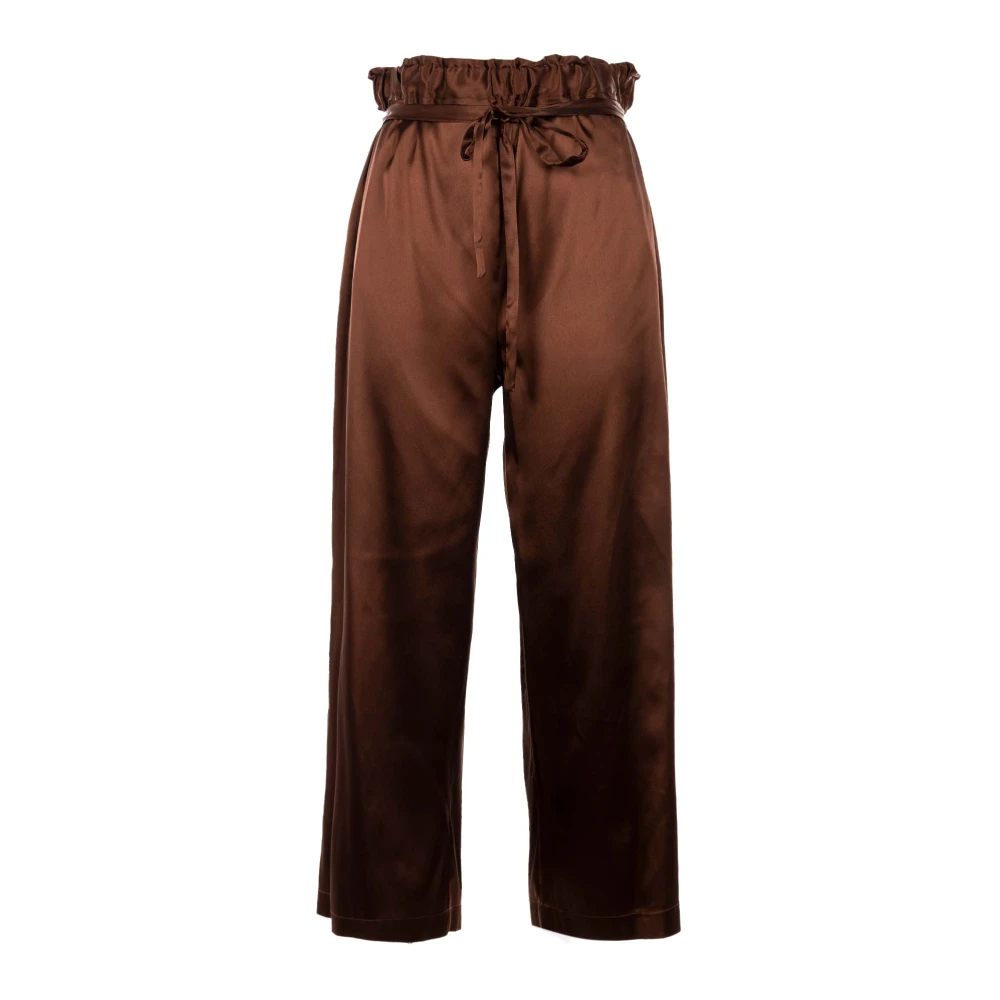 Pinko Elegante Zijden Stretchbroek Bruin Brown Dames