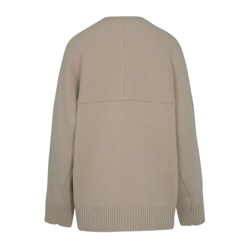 Lanvin Cropped Fit Sweater met gegraveerd logo Beige Dames