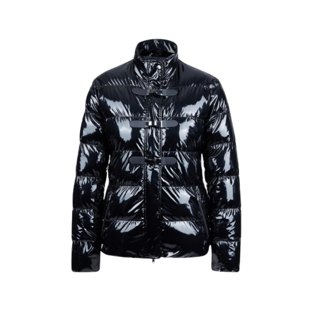 Emporio Armani Glanzende gewatteerde pufferjas Black Dames