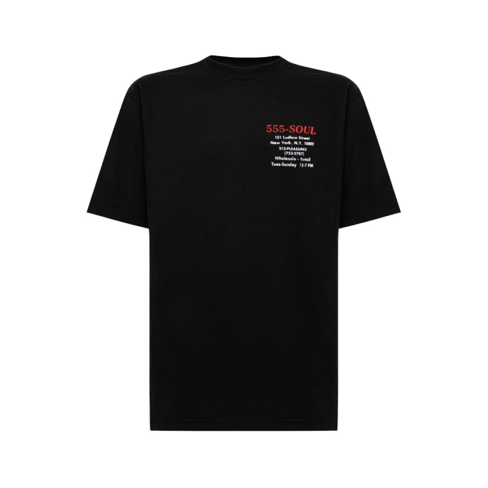 Pleasures Logo Print Katoenen T-Shirt Black Heren