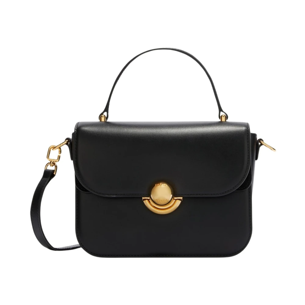 Furla Zwarte leren handtas met Boule-sluiting Black Dames